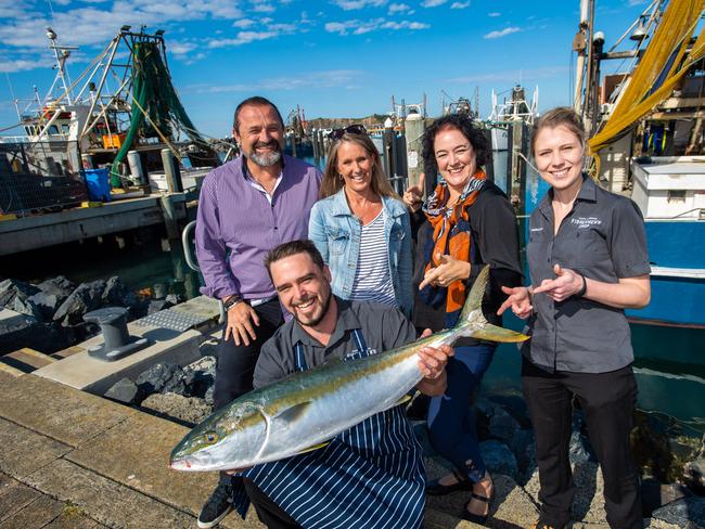 Coffs Harbour Ocean Harvest Festival Cookie from the fishermans Co-Op, Karl and Sherry, Nicole from Council and Bec from seafood co-op. organisers. 07 AUG 2019