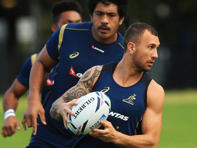 Quade Cooper at wallabies training. Picture: Mark Evans