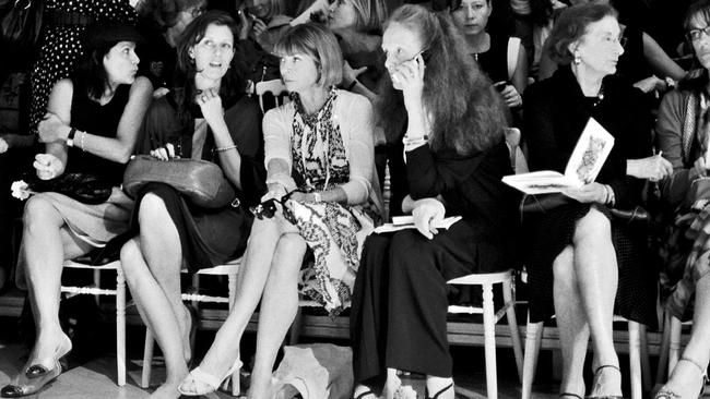 Candy Pratts Price (l) sharing the front row with Vogue’s Sally Singer, Anna Wintour and Grace Coddington.