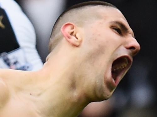 NEWCASTLE UPON TYNE, ENGLAND - MARCH 20: Aleksandar Mitrovic of Newcastle United celebrates as he scores thier first and equalising goal during the Barclays Premier League match between Newcastle United and Sunderland at St James' Park on March 20, 2016 in Newcastle upon Tyne, United Kingdom. (Photo by Stu Forster/Getty Images) *** BESTPIX ***