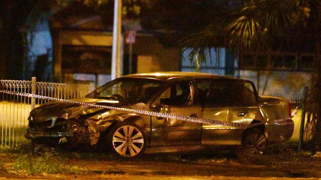 Emergency services on scene at a fatal crash on Ross River Road, Kirwan. Picture: Alix Sweeney