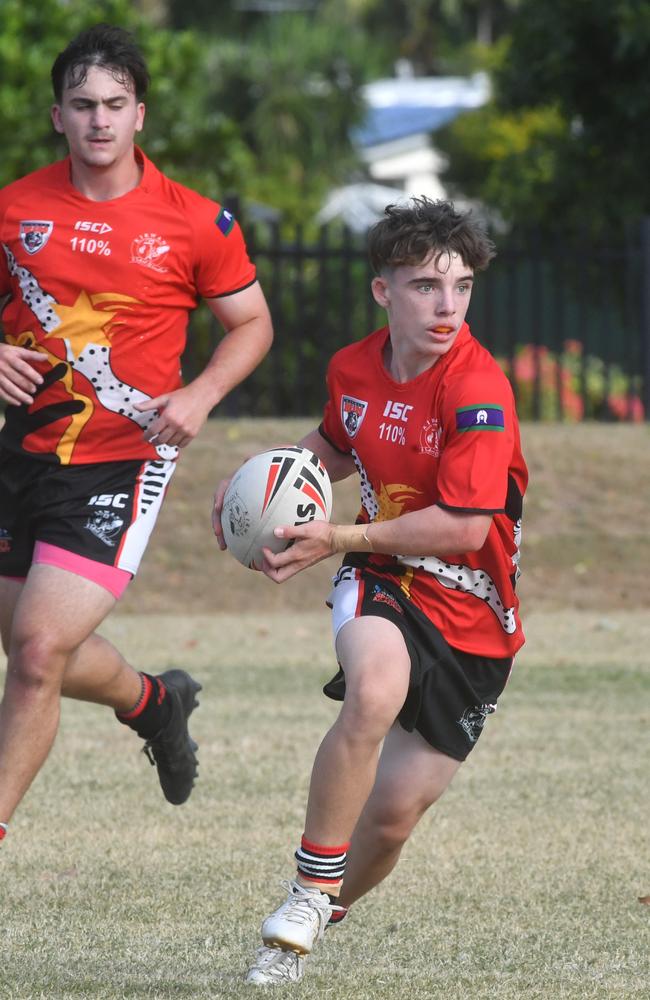 Cowboys Cup Schoolboys Football at Kern Brothers Drive. Ignatius Park College against Kirwan SHS (black). Picture: Evan Morgan