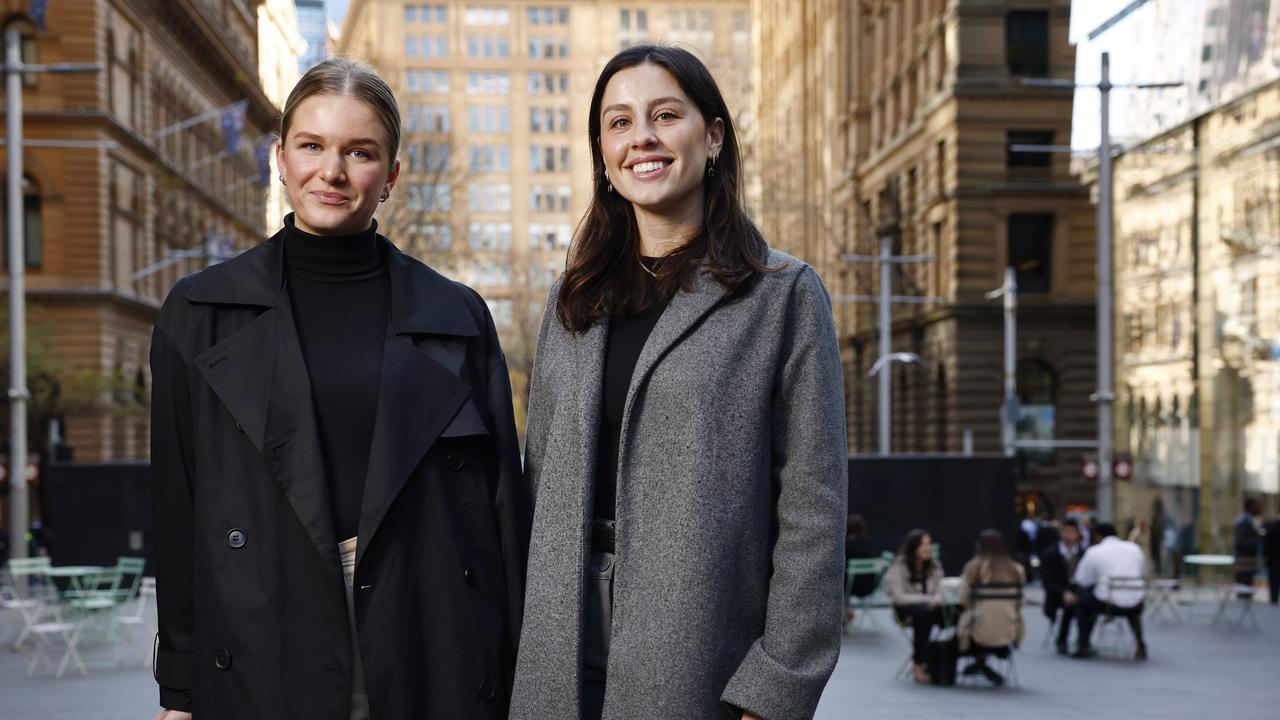 Leila Thomas and Chloe Duncan who believes an all-night Metro would provide a safe option to get home. Picture: Richard Dobson