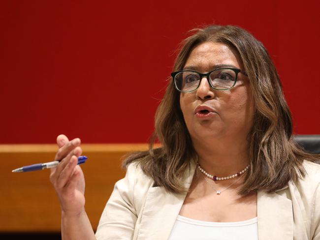 Senator Mehreen Faruqi, Member of the New South Wales Legislative Council for The Greens speaking at a public senate hearing for Overseas Students Amendment (Quality and Integrity) Bill 2024 (Provisions) on Education Services.Jane Dempster/The Australian.