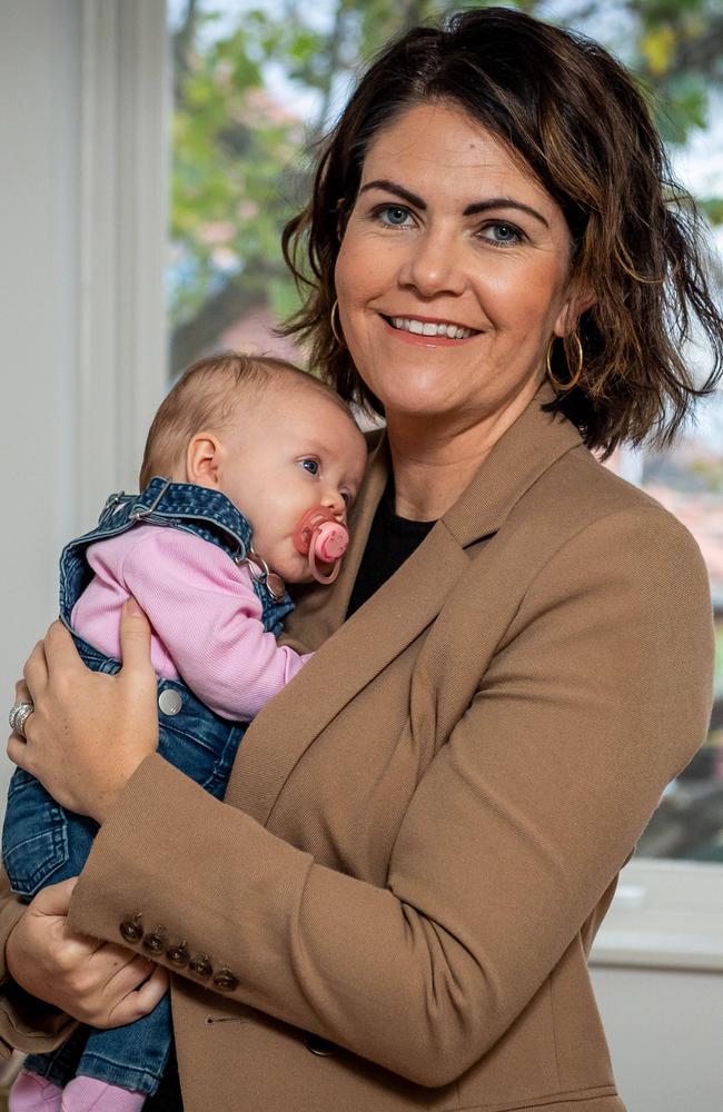 Kate Fitzgerald is the beneficiary of a double medical miracle after undergoing bowel cancer surgery while pregnant. Picture: Jake Nowakowski