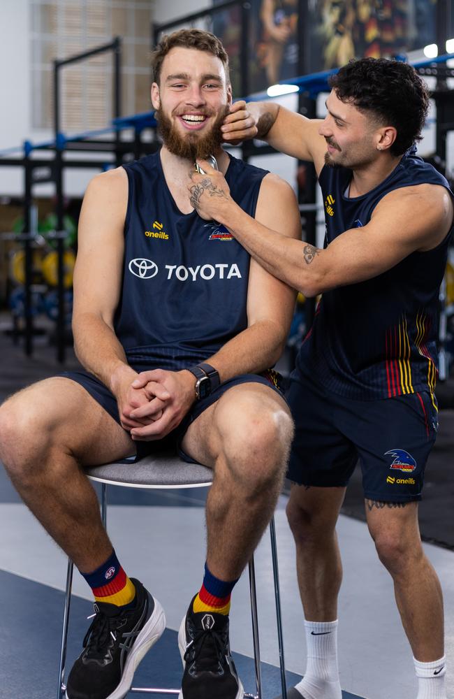 Riley Thilthorpe and Izak Rankine. Thilthorpe will be shaving his beard for a good cause.