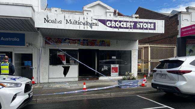 Police are on hunt for offenders who set alight the vacant Noah’s Multicultural grocery store on Tarwin St in Morwell just before 4am on Thursday, October 24, 2024. Picture: Jack Colantuono