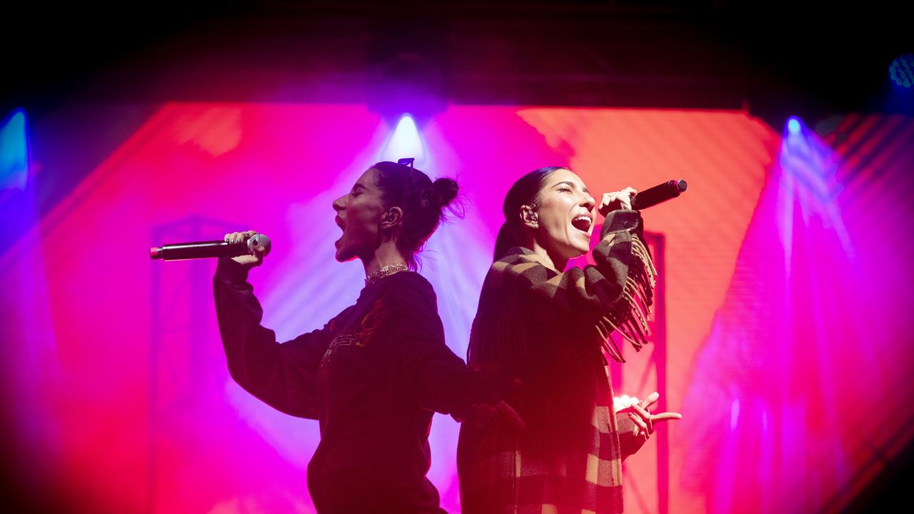 The Veronicas rocking the Royal Hobart Regatta Grounds in Tasmania on December 30, 2020.