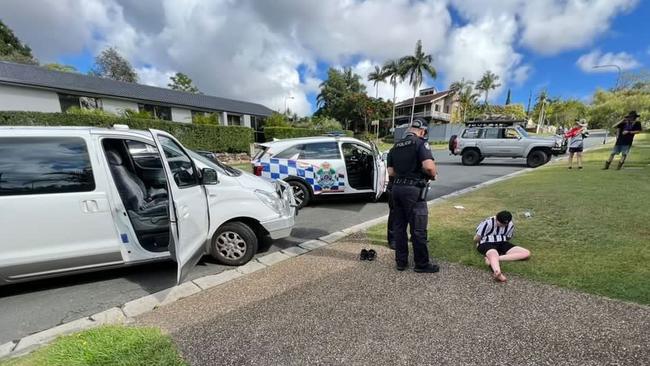 Dramatic scenes from Monday's citizen arrest in Ashmore. Picture: Bradley Cowper