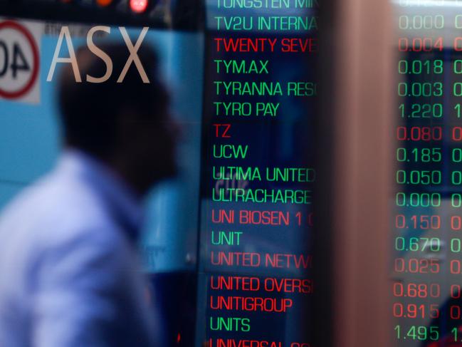 SYDNEY, AUSTRALIA - MARCH 19: A reflection of a man is seen as an electronic board displays stock information at the Australian Securities Exchange, operated by ASX Ltd, on March 19, 2020 in Sydney, Australia. The Reserve Bank of Australia has cut official interest rates to a record low of 0.25% in a bid to protect the economy from the financial fallout of the global COVID-19 pandemic.  (Photo by Brendon Thorne/Getty Images)