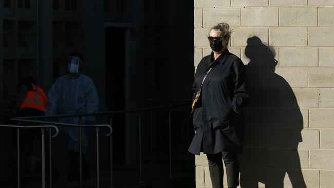 The first person in line for COVID testing at A.G. Gillen Oval in Brunswick West, one of 12 new testing sites set up on July 1. Picture: Getty