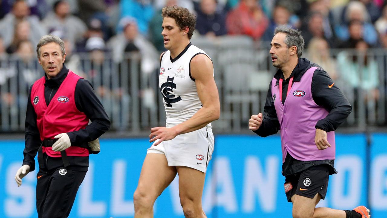 Charlie Curnow hasn’t played senior football since injuring his knee in Round 15 last year. (AAP Image/Richard Wainwright)