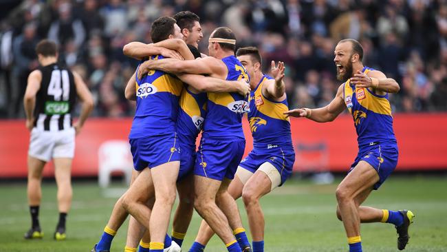 The Eagles beat Collingwood to win the flag in 2018. Picture: Julian Smith