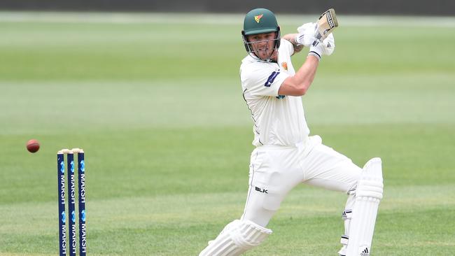 Ben McDermott was slow but steady for the Tigers, as he worked his way to an unbeaten 88 off 232 deliveries. Picture: Steve Bell/Getty