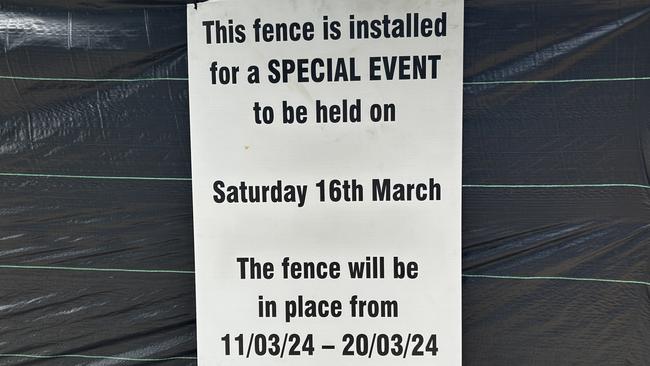 Dozens of security staff and event personnel surrounded the grass area and travelled in and out of the fenced off area on Wednesday afternoon.