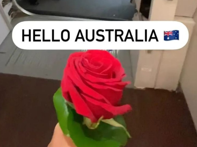 Lays Laraya, a travel blogger, was gifted a rose before departing on a Qatar Airways flight, https://www.instagram.com/skywardsfreak/?hl=en