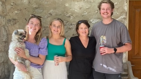 Roslyn Patterson who was diagnosed with triple negative breast cancer in 2019 and again this year, with her children Reid, Morgan and Tate. Picture: Supplied by family