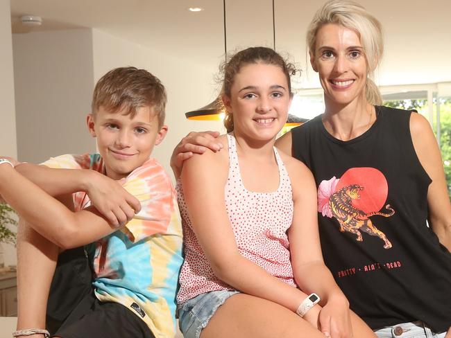 Isaac (8) Stella (11) and their mum Lucy Fountain. Research has shown that children are being exposed to junk food advertising online and on social media in a sneaky attempt by companies to circumvent codes around not marketing unhealthy food to kids. Picture: Richard Dobson