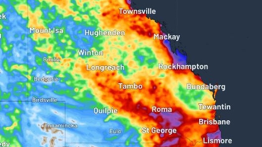 Predicted seven-day rainfall totals for Queensland. Picture: Weatherzone