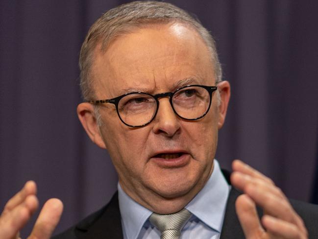 CANBERRA, AUSTRALIA - NewsWire Photos MARCH 29, 2023: Prime Minister, Anthony Albanese with the Minister for Industry and Science, Ed Husic spoke to the media during a press conference in Parliament House in Canberra.Picture: NCA NewsWire / Gary Ramage