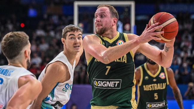 Joe Ingles has struggled to get his scoring going this tournament. Picture: AFP