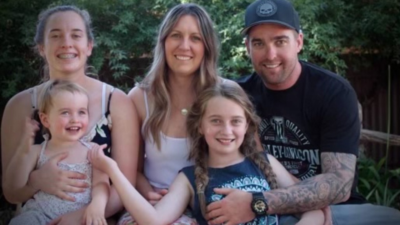 Tamara and Brendan Allender committed at a young age to build a good life for their family, daughters Brylie, Indiana and Frankie. Picture: Supplied