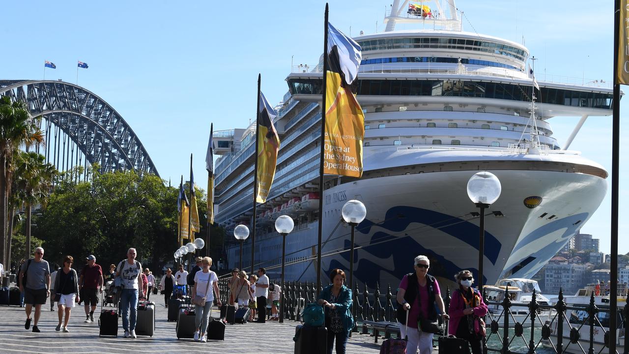 Nearly 2700 passengers were allowed to disembark the Ruby Princess last week in Sydney. Picture: AAP Image/Dean Lewins.