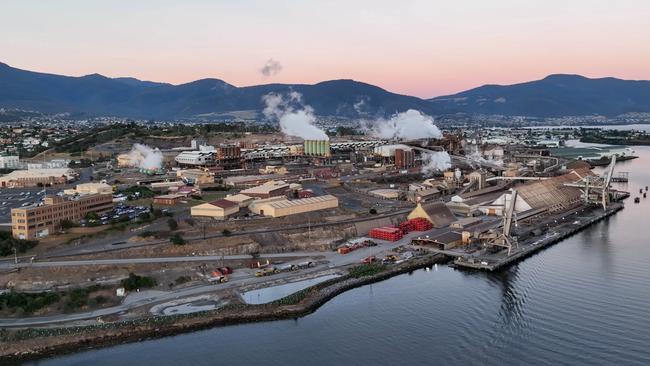 Aerial shot of Nyrstar Hobart zinc works at Lutana. Picture: Supplied