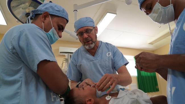 Adelaide doctors in East Timor performing surgery. Picture: Zameer Gill