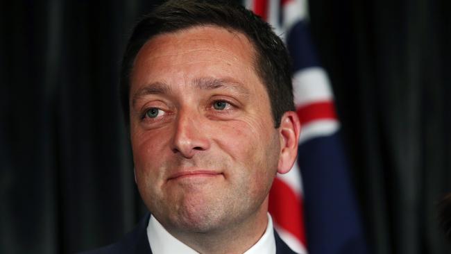 Then-leader of the Victorian Liberal party Matthew Guy announces defeat in the Victorian state election on November 24, 2018. Picture: David Crosling/AAP