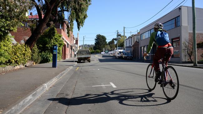 A bike rider on Collins St in Hobart. Picture: Supplied