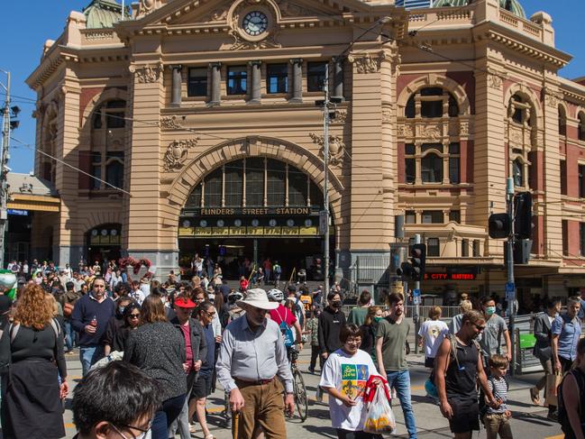 MELBOURNE, AUSTRALIA - NewsWire Photos MARCH 06, 2021: Large crowds seen in Flinders Street during Moomba Festival in Melbourne. Picture: NCA NewsWire / Paul Jeffers