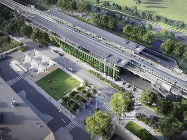 An artist impression of the Rouse Hill Metro station. 