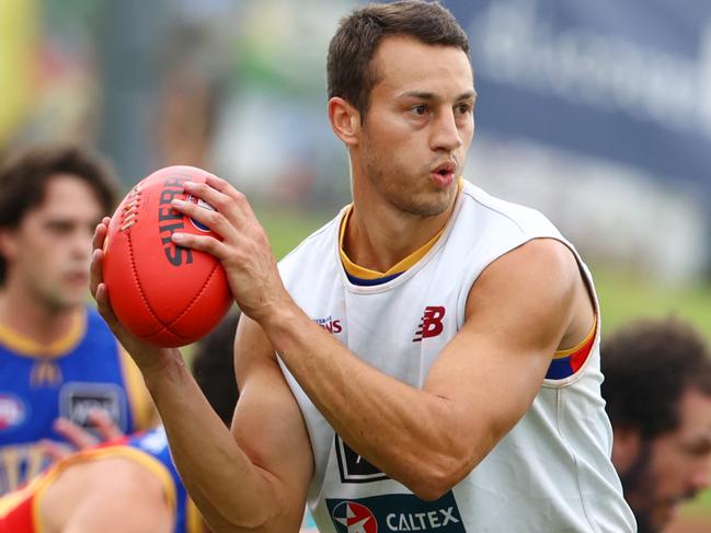 New recruit Tom Doedee at Lions training at Brighton Home Arena on Sunday. Picture Lachie Millard