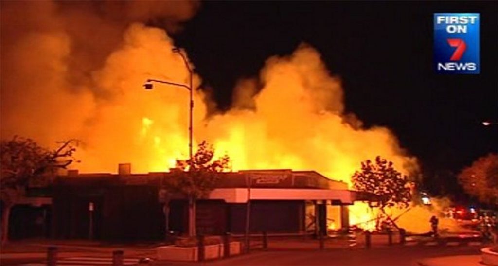 The Imperial Hotel is flames. Photo 7 News. Picture: 7 News