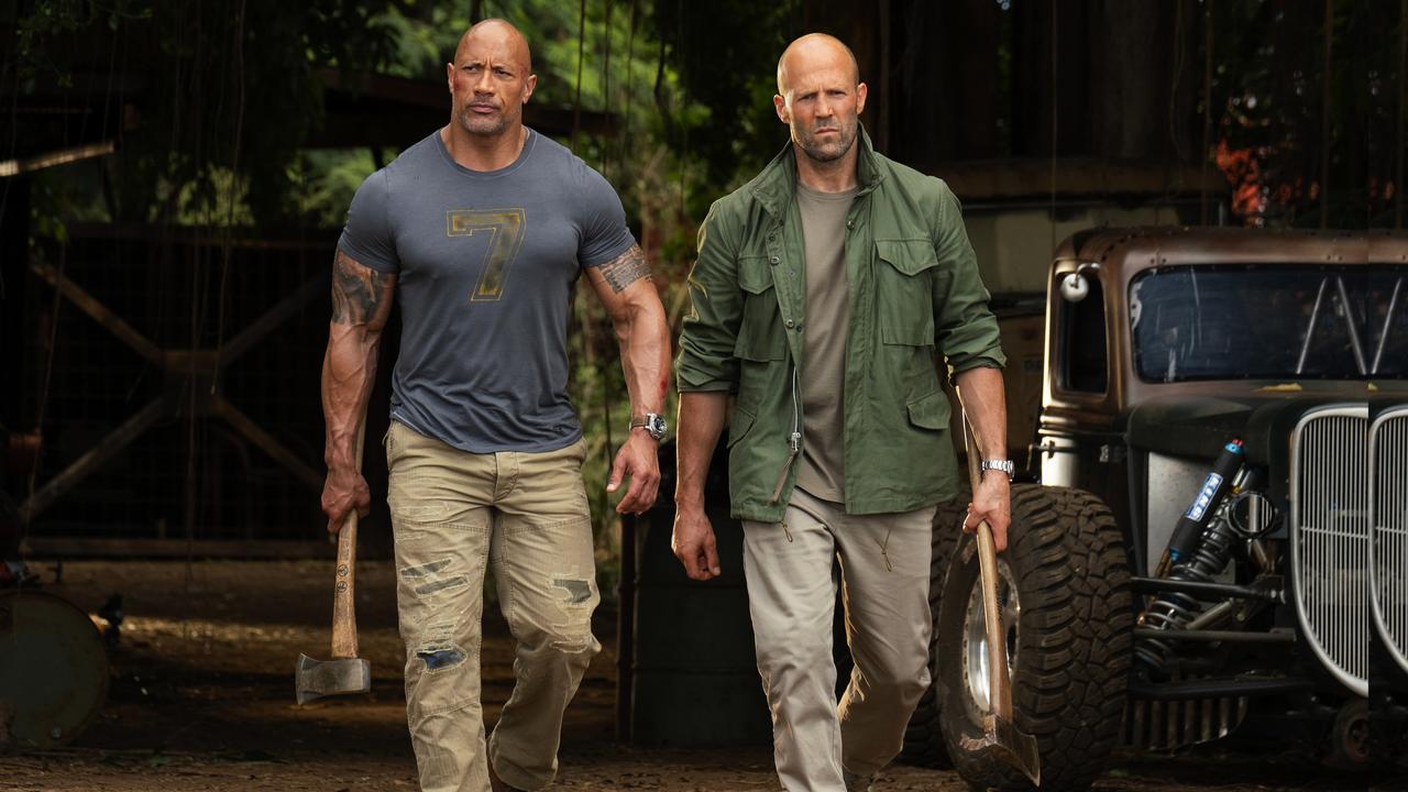 Dwayne Johnson and Jason Statham in Hobbs &amp; Shaw.