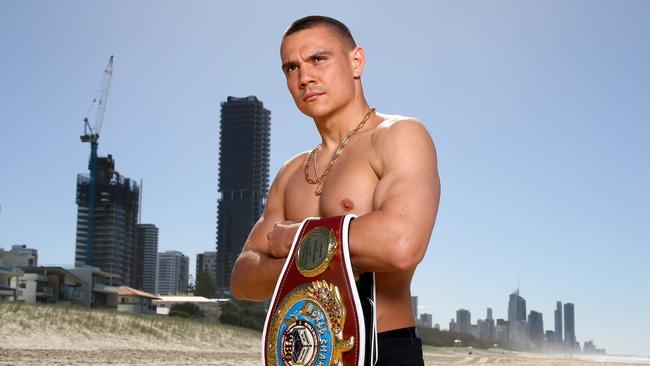 Australian boxer Tim Tszyu has arrived on the Gold Coast to train ahead of his next world title fight which will take place on the Gold Coast. Mermaid Beach Tuesday 9th May 2023 Picture David Clark