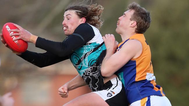 Maryborough’s Kya Lanfranchi takes a mark in a game earlier this season. Picture Yuri Kouzmin