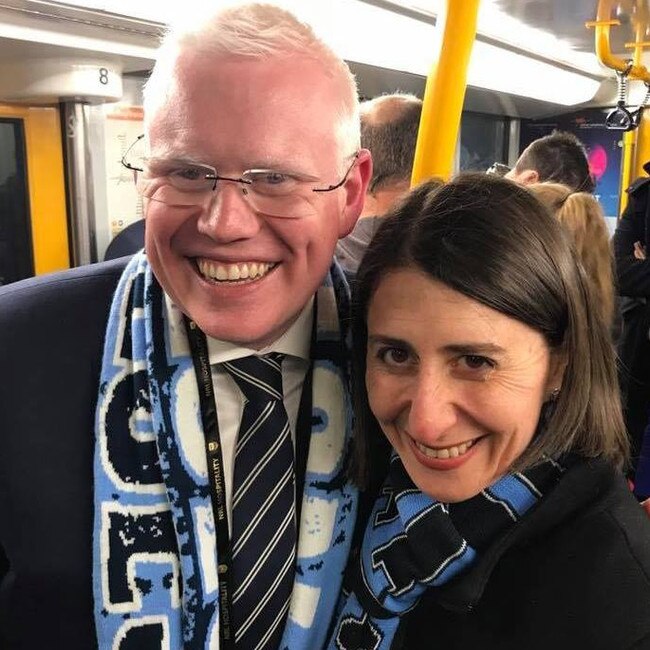 Families, Communities and Disability Services Minister Gareth Ward with premier Gladys Berejiklian