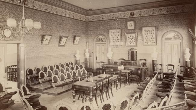 Melbourne Trades Hall council chamber, circa 1889. Pic: Trades Hall