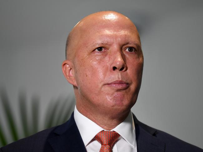 BRISBANE, AUSTRALIA - NewsWire Photos - MARCH 3, 2021. Minister for Home Affairs Peter Dutton speaks during a visit to the Australian Centre to Counter Child Exploitation (ACCCE). Mr Dutton launched the ÃStop Child Abuse Ã Trace an ObjectÃ initiative.Picture: NCA NewsWire / Dan Peled