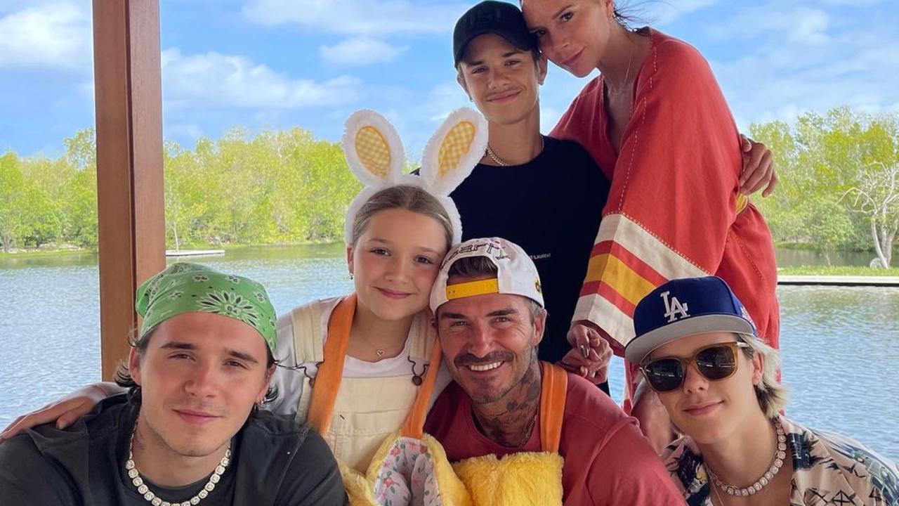 Brooklyn, Harper, David, Romeo, Victoria and Cruz Beckham. Picture: @brooklynbeckham/Instagram