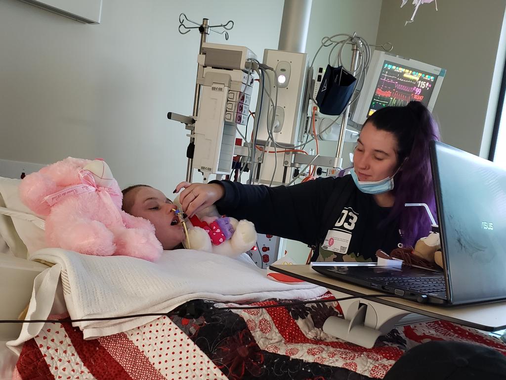 Older sister Aaliah has been at Tyra’s bedside helping her recover. Picture: Supplied