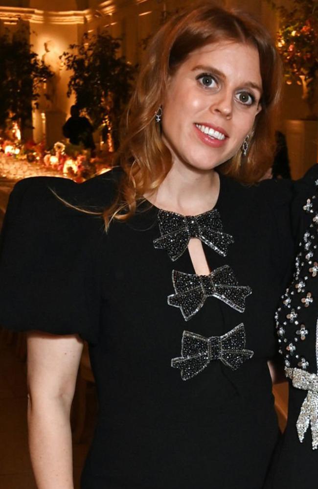 The dress featured three bejewelled bows on the front. Picture: Getty