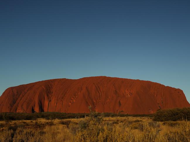 AYERS ROCK, AUSTRALIA - 16 JUNE 2018: (EDITORS NOTE: A polarizing filter was used for this image.) A general view is seen of Uluru after the Uluru Relay Run as part of the National Deadly Fun Run Championships on June 16, 2018 in Uluru, Australia. The annual running event is held a short distance from Uluru drawing runners from Indigenous communities across Australia selected from participating in the Deadly Fun Run Series. (Photo by Mark Kolbe/Getty Images for AOC)