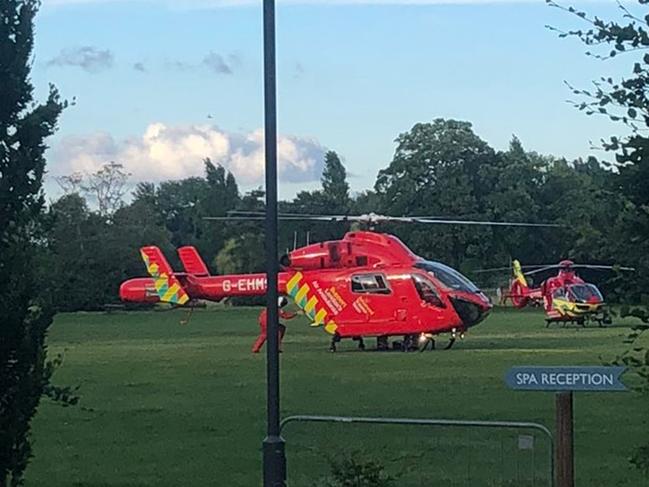 Two air ambulances respond to a stabbing incident at Forbury Gardens in Reading. Picture: AFP