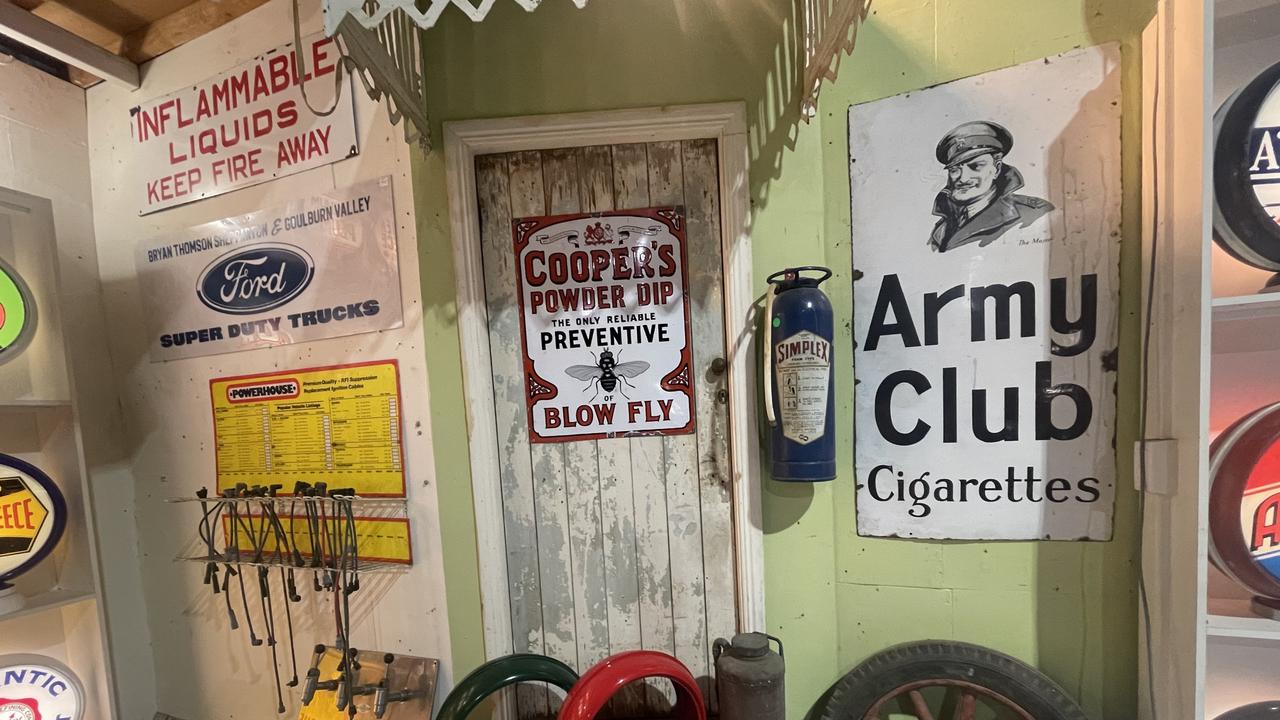 Vintage signs and parts from Roadside Relics on Brisbane Road, Gympie.