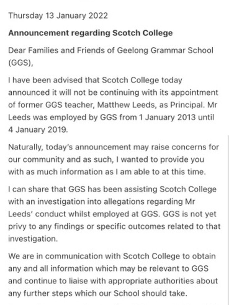 A statement was issued by the college about the termination.