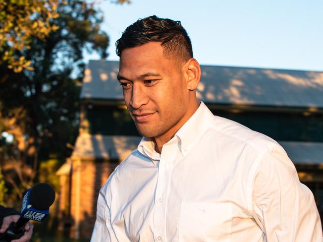 Photo of Israel Folau leaving the Kenthurst Uniting Church, Cnr Kenthurst Road and Jones Road,  on 30/06/2019.(Daily Telegraph-Flavio Brancaleone)