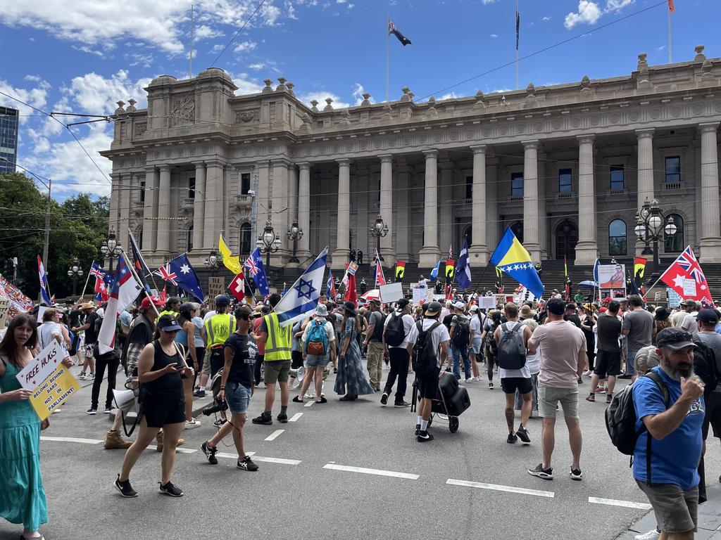 The start of the protest outside parliament house in Victoria. Picture: Olivia Jenkins